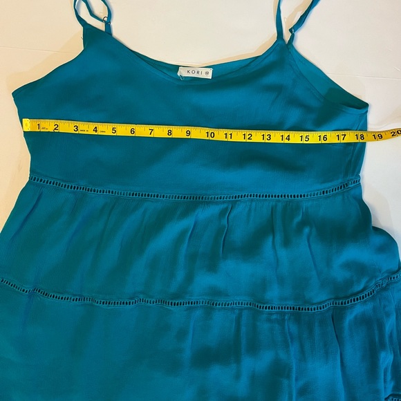 Kori America | Teal Blue Sleeveless Tiered Dress Size Medium - Picture 8 of 11